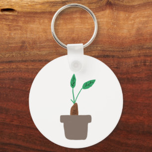 Minimalist Potted Sprout Gardener Gift Key Ring