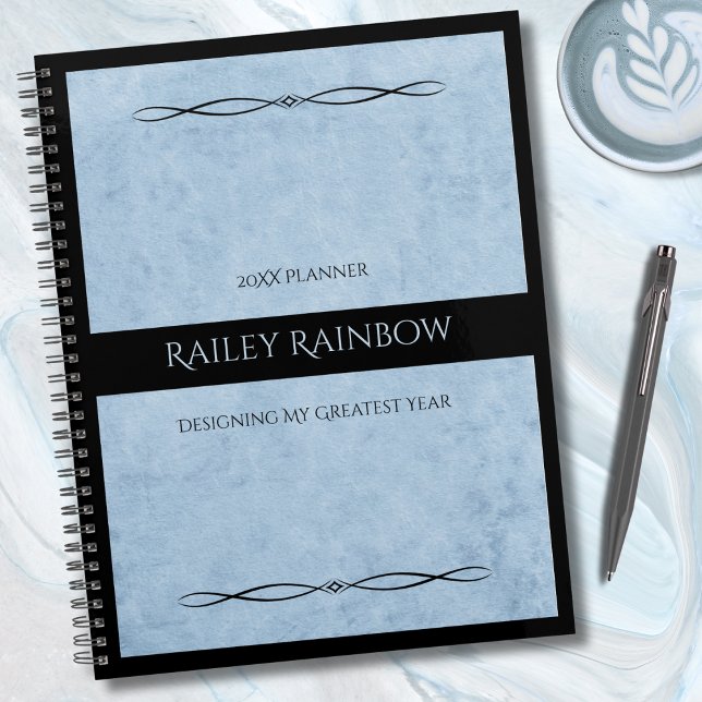 Minimalist Powder Blue Black Modern Office Planner (Instantly upgrade your modern workspace with this stylish, minimalist planner)