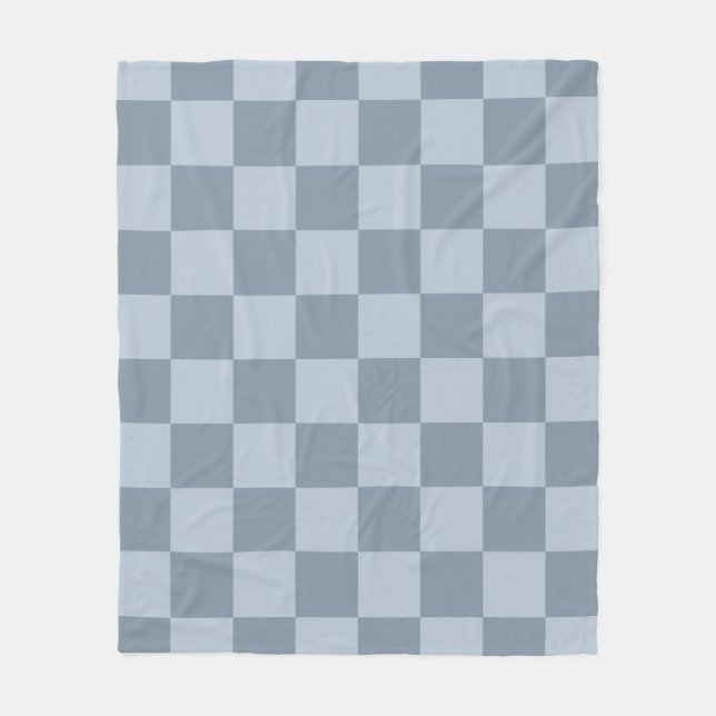 Minimalist Powder Blue Checkerboard Pattern Fleece Blanket (Front)