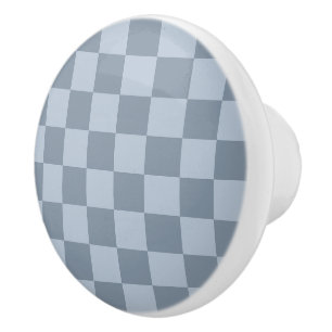 Minimalist Powder Blue Chequerboard Pattern Ceramic Knob