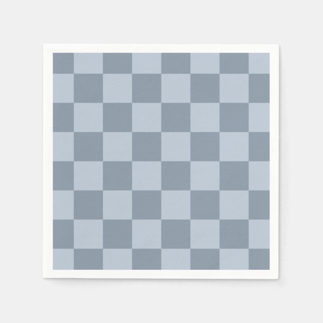 Minimalist Powder Blue Chequerboard Pattern Napkin (Front)