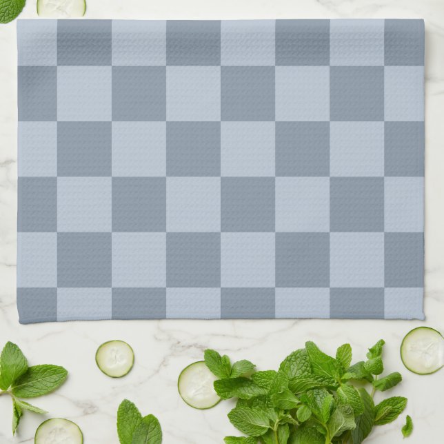 Minimalist Powder Blue Chequerboard Pattern Tea Towel (Folded)