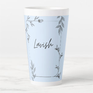 Minimalist Powder Blue Lavish Botanical Latte Mug