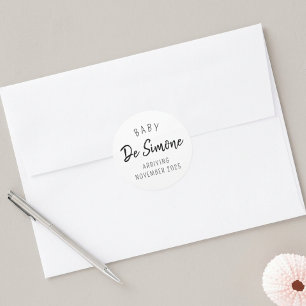 Minimalist Pregnancy Announcement Classic Round Sticker