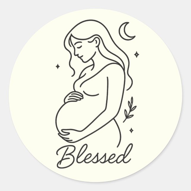 Minimalist Pregnancy Line Art Sticker (Front)