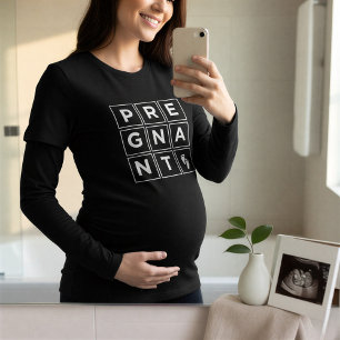 Minimalist Pregnant Geometric Squares Announce Tri-Blend Shirt