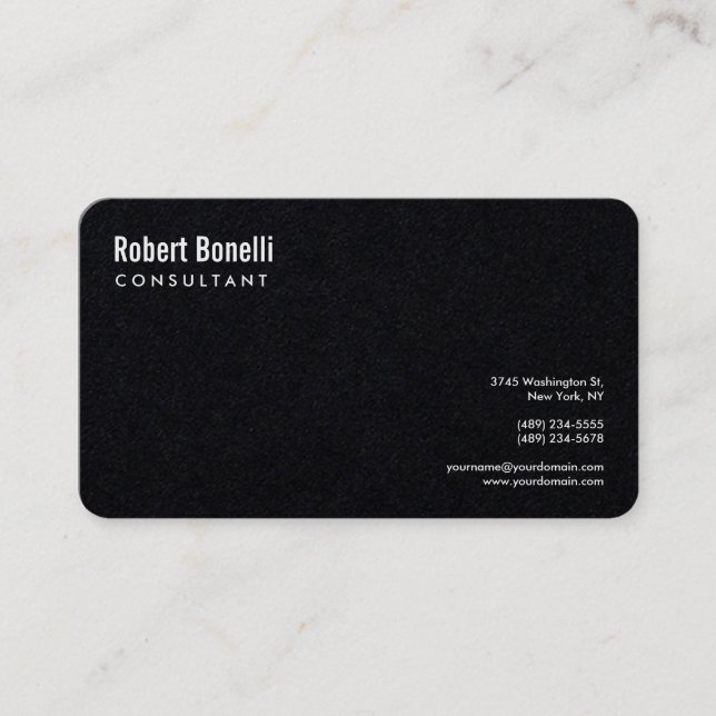 Minimalist Premium Black Modern Custom  Business Card (Front)