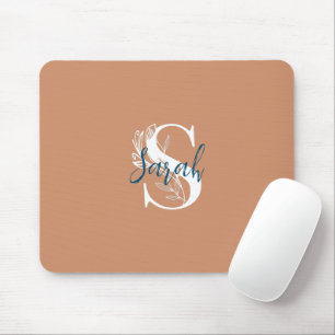 Minimalist pretty colour Elegant floral and text Mouse Pad