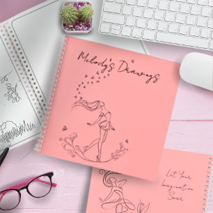 Minimalist Pretty Pink Girly Girl Spiral Notebook