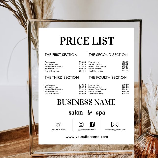 Minimalist Price List Hair Pricing Flyer Salon Poster (Creator Uploaded)