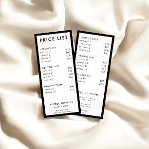 Minimalist Price List Rack Card