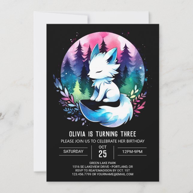 Minimalist Printable Wolf Birthday Invitation (Front)
