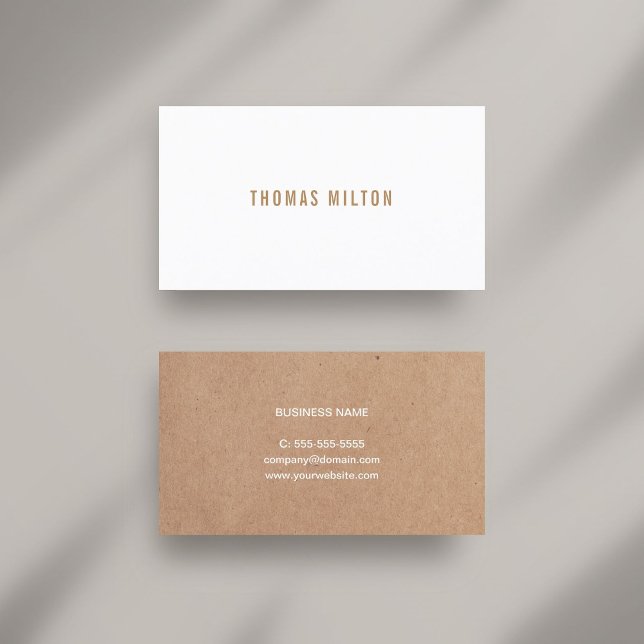 Minimalist Printed Kraft White Consultant Business Card (Creator Uploaded)
