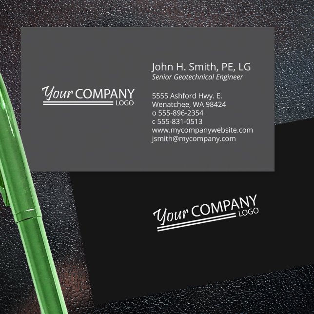 Minimalist, Professional 2-Tone Black Charcoal Business Card (black & gray business cards with logo, simple professional design)