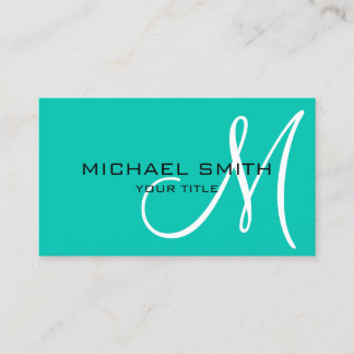 Minimalist Professional Amazonite Monogram Business Card