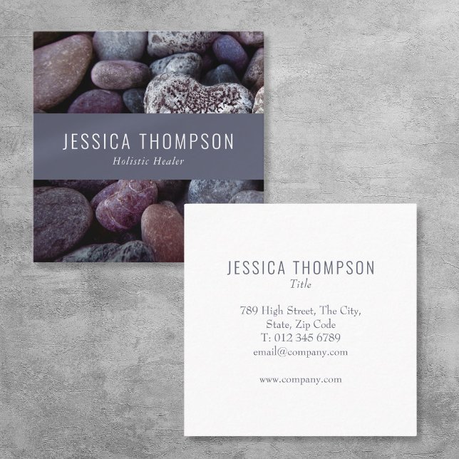 Minimalist Professional Beach Pebbles Square Business Card (Minimalist Professional Beach Pebbles Square Business Card)
