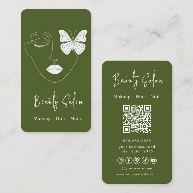 Minimalist Professional Beauty Salon Business Card (Front/Back)