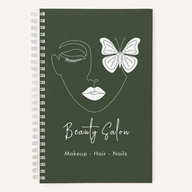 Minimalist Professional Beauty Salon Forest Green Notebook (Front)