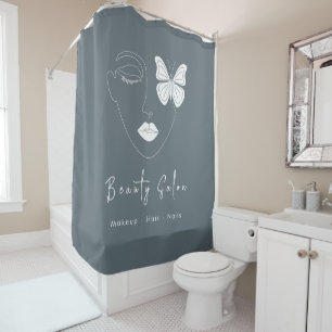 Minimalist Professional Beauty Salon Trendy Navy Shower Curtain