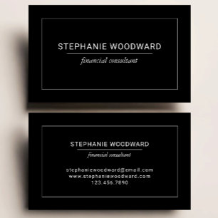 Minimalist Professional Black White Border Business Card