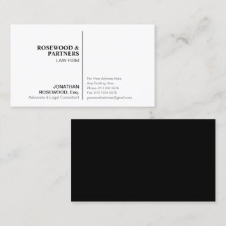 Minimalist Professional Black & White | One Sided Business Card
