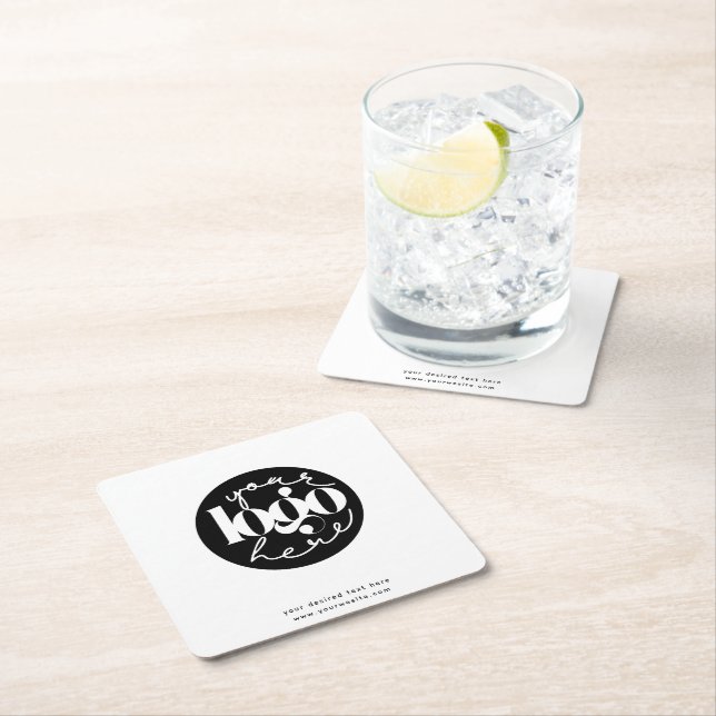 Minimalist Professional Business Custom Logo Square Paper Coaster (Insitu)