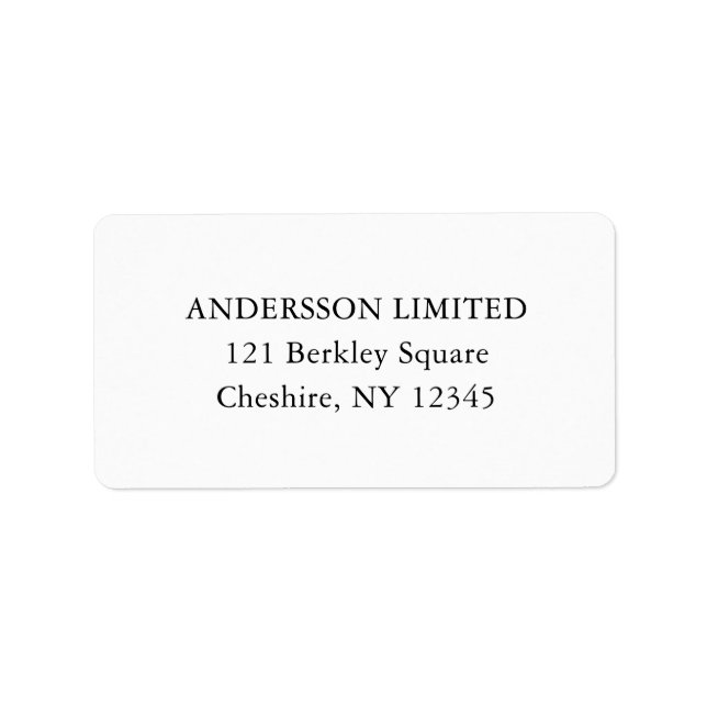 Minimalist Professional Business Return Address   Label (Front)