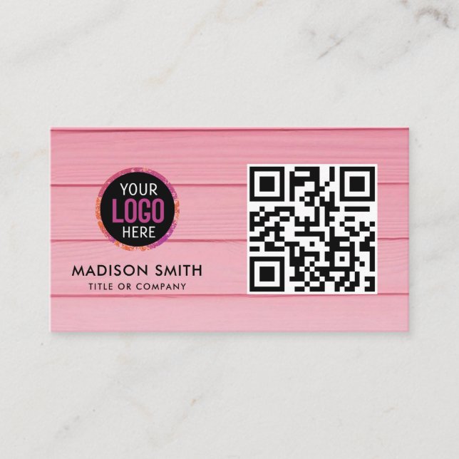 Minimalist Professional Company Logo QR Code Busin Business Card (Front)