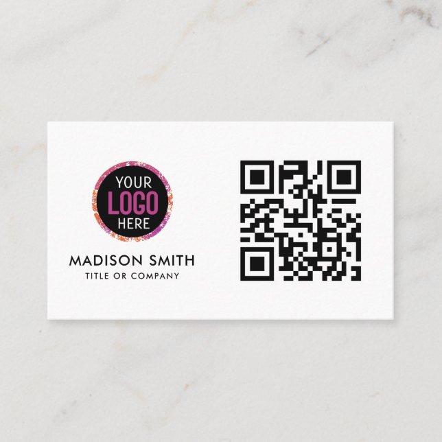 Minimalist Professional Company Logo QR Code Busin Business Card (Front)