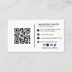 Minimalist Professional Company Logo QR Code Busin Business Card