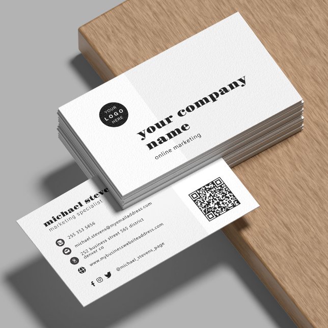 Minimalist professional company name logo QR code Business Card (Creator Uploaded)