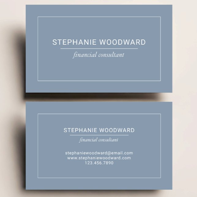 Minimalist Professional Dusty Blue White Border Business Card (Creator Uploaded)