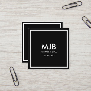 Minimalist Professional Elegant Black and White Square Business Card