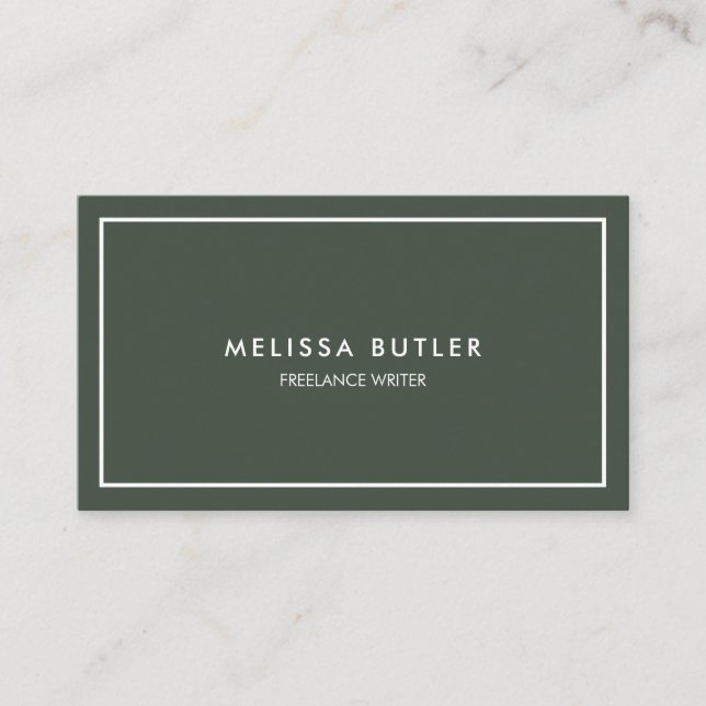 Minimalist Professional Elegant Green Business Card (Front)