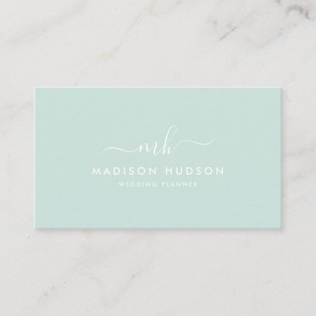 Minimalist Professional Elegant Mint Business Card (Front)
