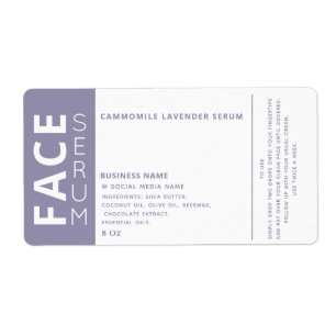 Minimalist professional face serum product label