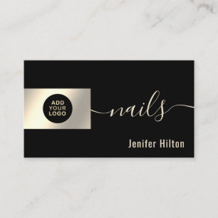 Minimalist professional gold foil nails business card