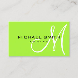 Minimalist Professional Green Lizard Monogram Business Card