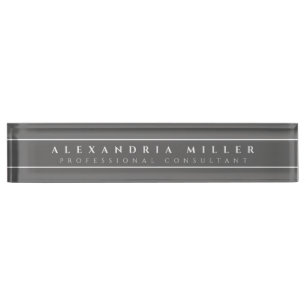 Minimalist Professional Grey Desk Name Plate