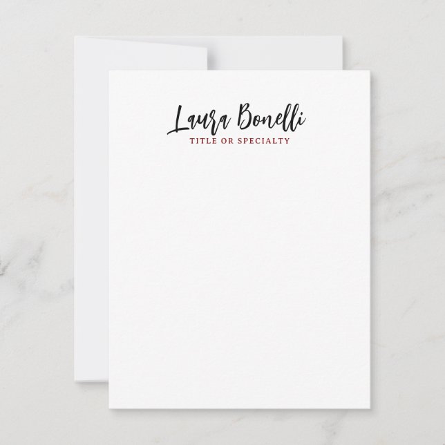 Minimalist Professional Handwrite Plain Name Title Card (Front)