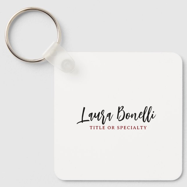 Minimalist Professional Handwrite Plain Name Title Key Ring (Front)