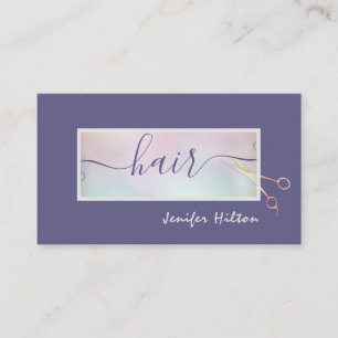 Minimalist professional holographic hair salon business card