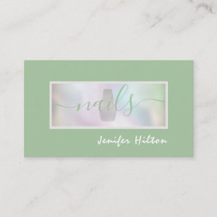 Minimalist professional  holographic nail salon business card