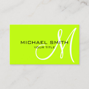 Minimalist Professional Lime Monogram Business Card