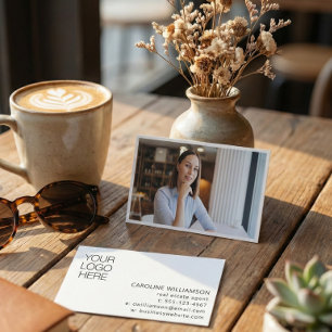 Minimalist Professional Logo Photo Real Estate Business Card