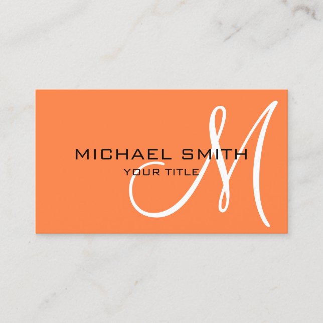 Minimalist Professional Mango Tango Monogram Business Card (Front)