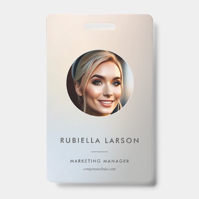 Minimalist professional Marketing photo Silver  ID Badge (Front)