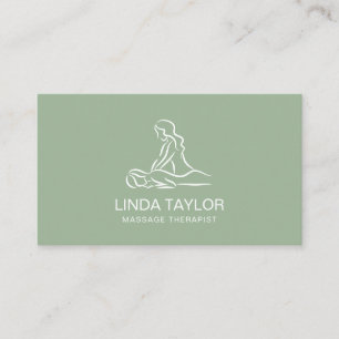 Minimalist Professional Massage Therapist Sage Business Card