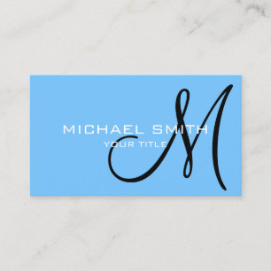 Minimalist Professional Maya blue Monogram Business Card