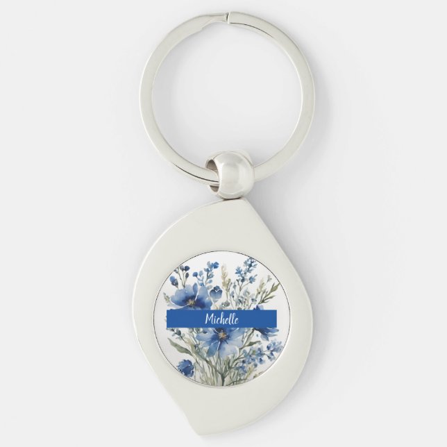 Minimalist Professional Modern Bunch of Flowers Key Ring (Front)